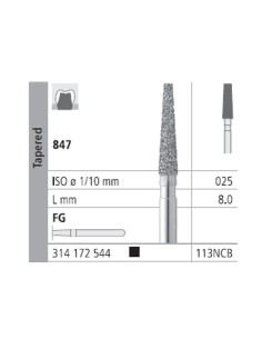 Fresas Diamante FG 113NCB Cónico 847-025 Super Grueso L8 Caja 6u Intensiv
