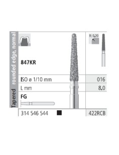 Fresas Diamante FG 422RCB Cónico Redondeado Normal 847KR-016 S. Grueso L8 Caja 6u Intensiv