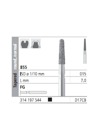 Fresas Diamante FG D17CB Cónico Redondo Normal 855-015 S. Grueso L7 Caja 6u Intensiv