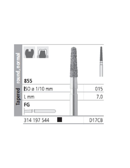 Fresas Diamante FG D17CB Cónico Redondo Normal 855-015 S. Grueso L7 Caja 6u Intensiv