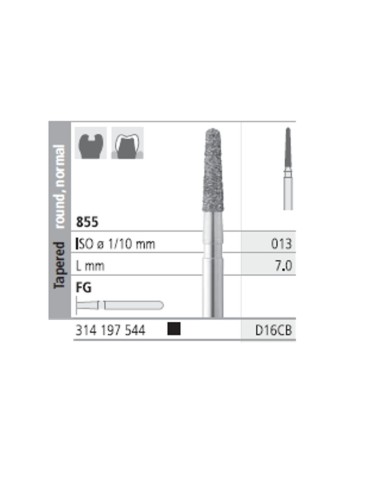Fresas Diamante FG D16CB Cónico Redondo Normal 855-013 S. Grueso L7 Caja 6u Intensiv