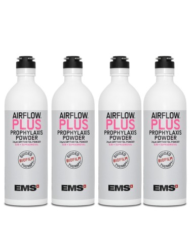 Air Flow PLUS Polvo de Profilaxis, Eritritol + CPC, 4 botellas de aluminio 400g EMS