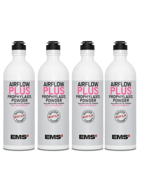 Air Flow PLUS Polvo de Profilaxis, Eritritol + CPC, 4 botellas de aluminio 400g EMS