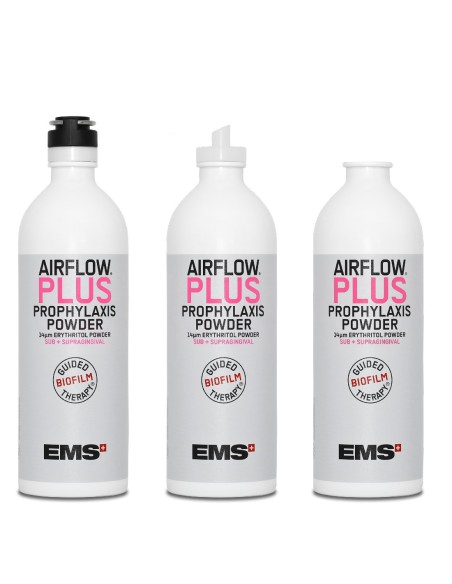 Air Flow PLUS Polvo de Profilaxis, Eritritol + CPC, 4 botellas de aluminio 400g EMS