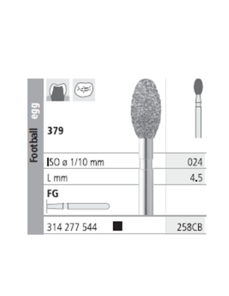 Fresas Diamante FG 258CB Balón de Rugby 379-024 Medio L4,5 Caja 6u Intensiv