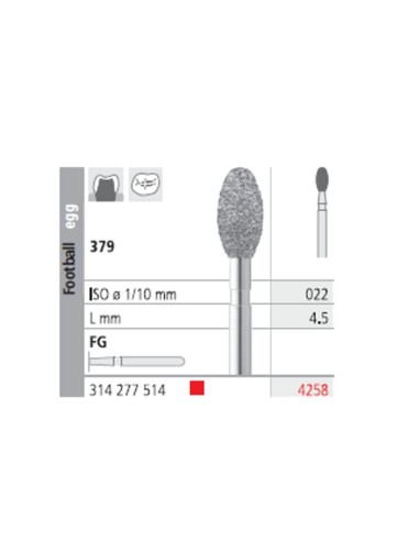 Fresas Diamante FG 4258 Balón de Rugby 379-022 Fino L4,5 Caja 6u Intensiv