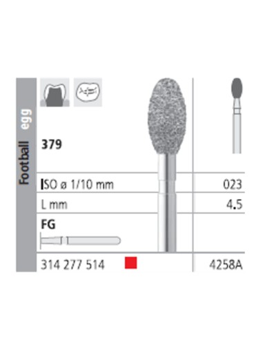 Fresas Diamante FG 4258A Balón de Rugby 379-023 Fino L4,5 Caja 6u Intensiv