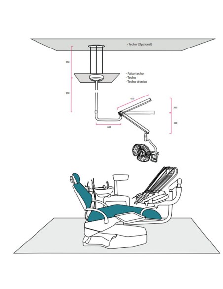 Lámpara Operatoria LED para Unidad Dental Mr.Light Montaje a Techo de Bader