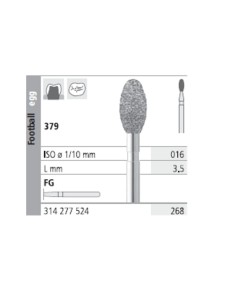 Fresas Diamante FG 268 Balón de Rugby 379-016 Medio L3,5 Caja 6u Intensiv