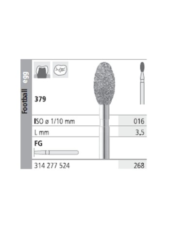 Fresas Diamante FG 268 Balón de Rugby 379-016 Medio L3,5 Caja 6u Intensiv