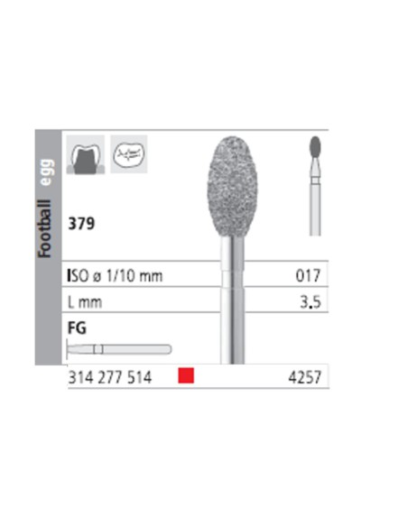 Fresas Diamante FG 4257 Balón de Rugby 379-010 Fino L3,5 Caja 6u Intensiv