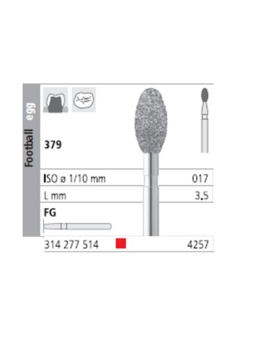 Fresas Diamante FG 4257 Balón de Rugby 379-010 Fino L3,5 Promo Pack 18u Intensiv