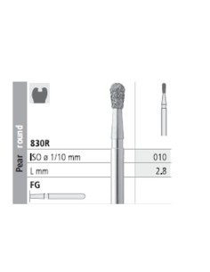 Fresas Diamante FGAR 4218 Antireflex, Pera Redonda 830R-010 Fino L2.8 Caja 6 uds Intensiv
