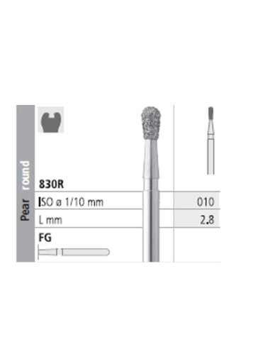 Fresas Diamante FGAR 4218 Antireflex, Pera Redonda 830R-010 Fino L2.8 Caja 6 uds Intensiv