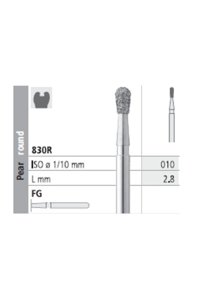 Fresas Diamante FGAR 4218 Antireflex, Pera Redonda 830R-010 Fino L2.8 Caja 6 uds Intensiv