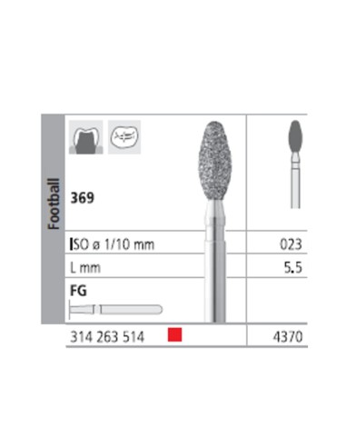 Fresas Diamante FG 4370 Balón de Rugby 369-023 Fino L5,5 Caja 6u Intensiv