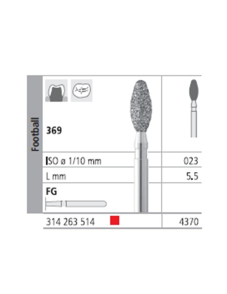 Fresas Diamante FG 4370 Balón de Rugby 369-023 Fino L5,5 Caja 6u Intensiv