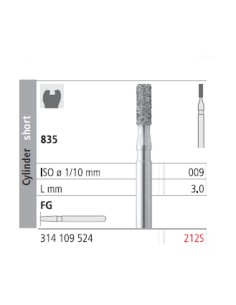 Fresas Diamante FG 212S Cilindro Corto 835-009 Medio L3 Caja 6 uds Intensiv