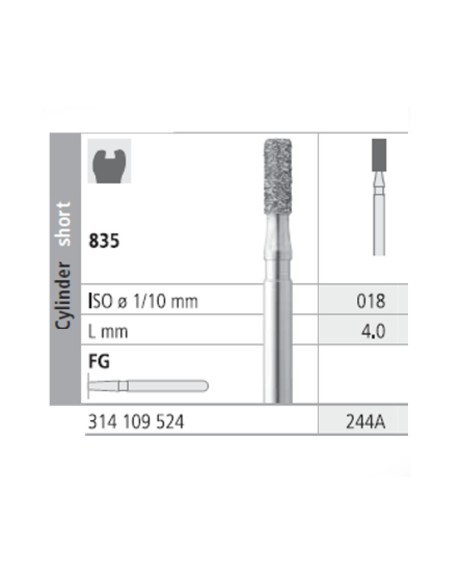 Fresas Diamante FG 244A Cilindro Corto 835-018 Medio L4 Caja 6 uds Intensiv