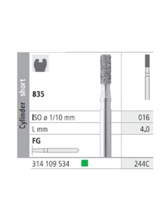 Fresas Diamante FG 244C Cilindro Corto 835-016 Grueso L4 Caja 6 uds Intensiv