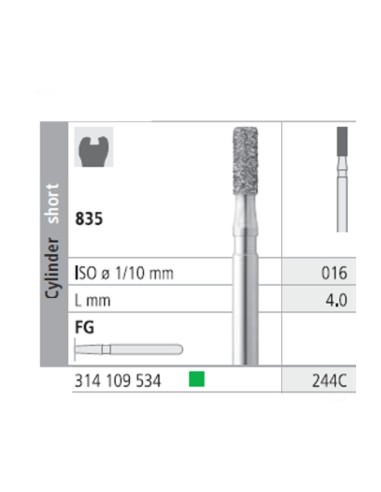 Fresas Diamante FG 244C Cilindro Corto 835-016 Grueso L4 Caja 6 uds Intensiv