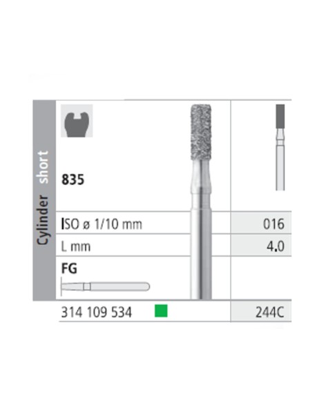 Fresas Diamante FG 244C Cilindro Corto 835-016 Grueso L4 Caja 6 uds Intensiv