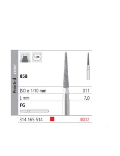 Fresas Diamante FG 40D2 Cono Punta 858-011 Fino L7 mm Caja 6 uds Intensiv