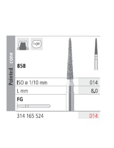 Fresas Diamante FG D14 Cono Punta 858-014 Medio L8 mm Caja 6 uds Intensiv