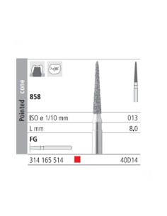 Fresas Diamante FG 40D14 Cono Punta 858-013 Fino L8 mm Caja 6 uds Intensiv