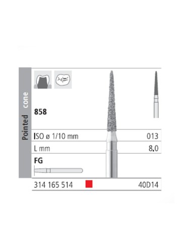 Fresas Diamante FG 40D14 Cono Punta 858-013 Fino L8 mm Caja 6 uds Intensiv