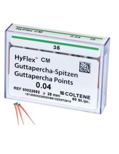 Punta de Guttapercha HyFlex CM Conicidad .04 Caja 60 uds Coltène