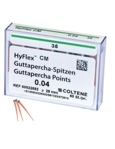 Punta de Guttapercha HyFlex CM Conicidad .04 Caja 60 uds Coltène