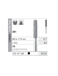 Fresas Diamante FG 307CB Cilindro Redondo, Largo 881-017 Super Grueso L8 mm 6 uds Intensiv