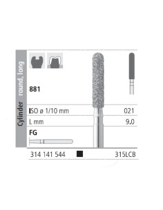 Fresas Diamante FG 315LCB Cilindro Redondo, Largo 881-021 Super Grueso L9 mm 6 uds Intensiv