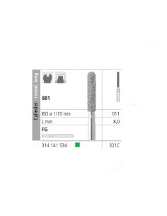 Fresas Diamante FG 321C Cilindro Redondo, Largo 881-011 Grueso L8 mm 6 uds Intensiv