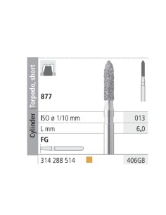 Fresas Diamante FG 406GB Cilindro, Torpedo Corto 877-013 Fino L6 mm 6u Intensiv