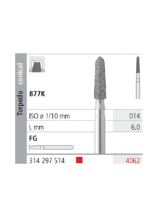 Fresas Diamante FG 4062 Torpedo Cónico 877K-014 Fino L6 mm 6u Intensiv