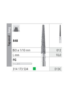 Fresas Diamante FG D13C Cónico, Largo 848-012 Grueso L10 mm 6 uds Intensiv