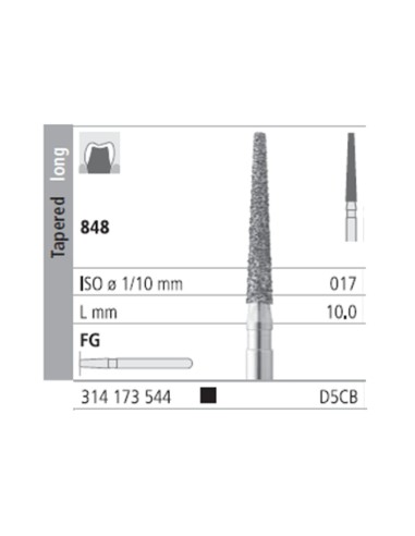 Fresas Diamante FG D5CB Cónico, Largo 848-017 Super Grueso L10 mm 6 uds Intensiv
