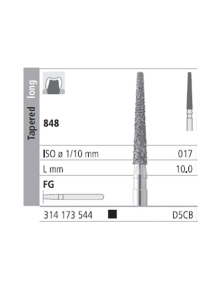 Fresas Diamante FG D5CB Cónico, Largo 848-017 Super Grueso L10 mm 6 uds Intensiv