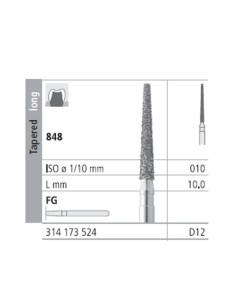 Fresas Diamante FG D12 Cónico, Largo 848-010 Medio L10 mm 6 uds Intensiv