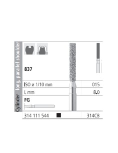 Fresas Diamante FG 314CB Cilindro, Largo, Hombro Paralelo 837-015 Super Grueso 6 uds Intensiv
