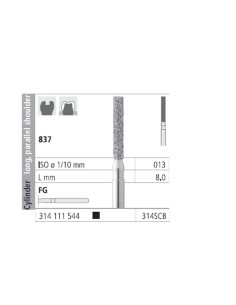 Fresas Diamante FG 314S CB Cilindro, Largo, Hombro Paralelo 837-013 Super Grueso 6 uds Intensiv