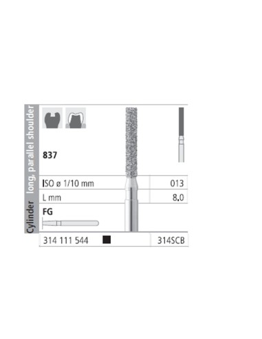Fresas Diamante FG 314S CB Cilindro, Largo, Hombro Paralelo 837-013 Super Grueso 6 uds Intensiv