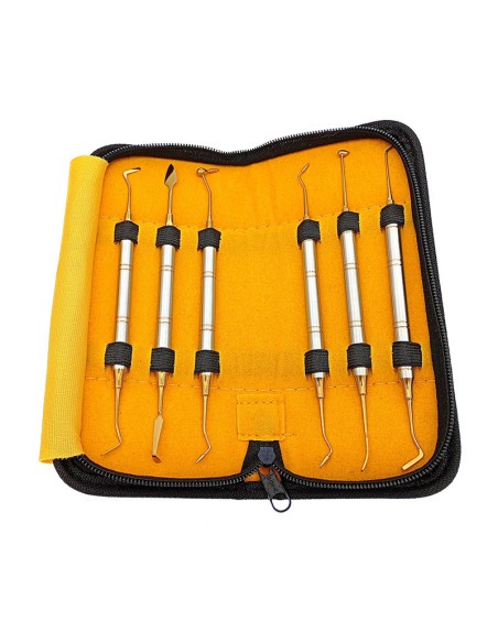 Kit Instrumentos Composite Titanio Dorado 6 uds con Estuche Masters