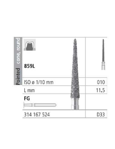Fresas Diamante FG D33 Medio 859L-010 Lanza Cono Puntiagudo 6 uds Intensiv