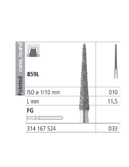 Fresas Diamante FG D33 Medio 859L-010 Lanza Cono Puntiagudo 6 uds Intensiv