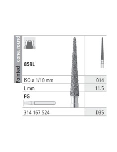 Fresas Diamante FG D35 Medio 859L-014 Lanza Cono Puntiagudo 6 uds Intensiv