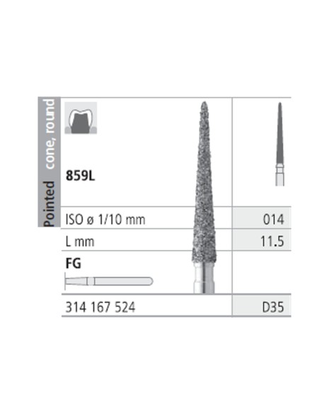 Fresas Diamante FG D35 Medio 859L-014 Lanza Cono Puntiagudo 6 uds Intensiv