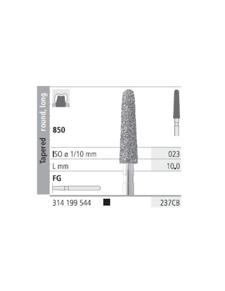 Fresas Diamante FG 237CB Cónico, Redondo, Largo 850-023 Super Grueso L10 Caja 6u Intensiv